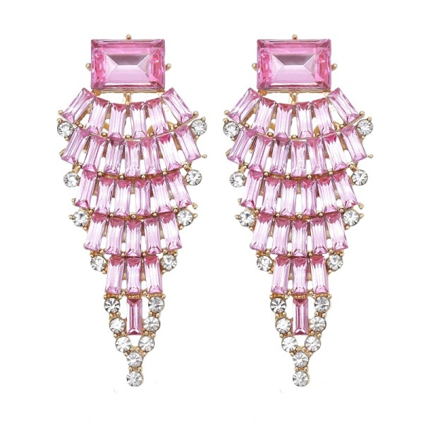 E-6066 Multi color geometric gem pendant earrings are suitable for women's Bohemian summer party jewelry gifts