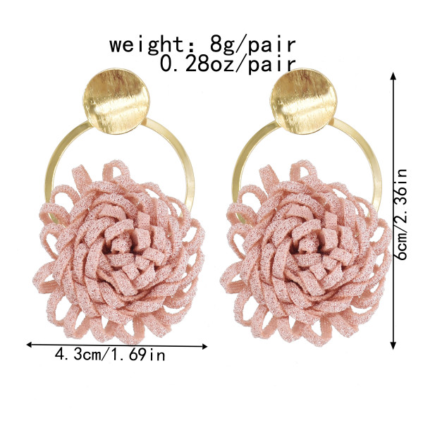E-6067 European and American exaggerated three-dimensional handmade tassel simulation circle flower earrings