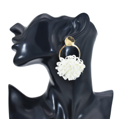 E-6067 European and American exaggerated three-dimensional handmade tassel simulation circle flower earrings