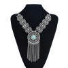 N-7482 Bohemian Gems Hollow Tassel Necklace Fashion Atmosphere Inlaid Ethnic Party Jewelry