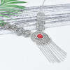 N-7482 Bohemian Gems Hollow Tassel Necklace Fashion Atmosphere Inlaid Ethnic Party Jewelry