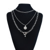 N-7486 Punk Silver Color Multilayers Long Chain Women Hip Hop Coin Bells Pendant Necklaces Party Jewelry