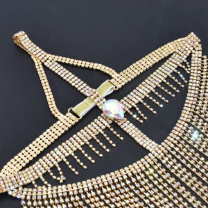 N-7489 Rhinestone Masquerade Bling Mask Face Chain  Fringe Metal Crystal  Head Facing Chain Female Prom Show Belly Dance Stage Cosplay