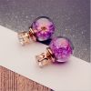 E-6072 Glass Ball Ear Stud Rhinestone Flower Double Face Stud Earrings for Girls