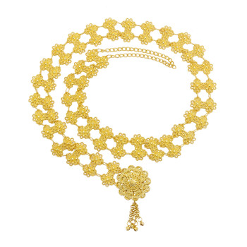 N-7492 N-7518 Bohemian Gold Metal Belly Chains Carved Flower Bikini Dance Waist Chain Festival Body Jewelry