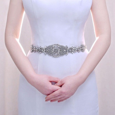 N-7495 Wedding Accessories Crystal Wedding Belt Satin Rhinestone Evening Prom Dress Belt Bridal Ribbon Sash Bridesmaids Women