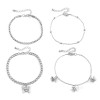 B-1104 4Pcs/Set Rhinestone Butterfly Metal Link Chain Anklets for Women Foot Bracelet Summer Beach Jewelry