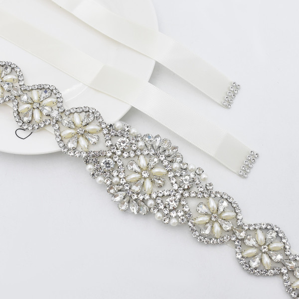 N-7499 Crystal wedding belt hair accessories dual-use satin surface rhinestone bridal satin ribbon S waist belt wedding accessories prom dress accessories