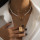 N-7510 Layered Artificial Pearl Choker Necklaces for Women Star Rose Pendant Necklace Link Chain