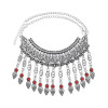 N-7513 Bohemian Ethnic Silver Vintage Necklace Gypsy Butterfly Sun God Pattern Vintage Jewelry