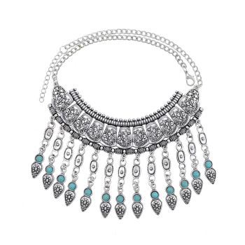 N-7513 Bohemian Ethnic Silver Vintage Necklace Gypsy Butterfly Sun God Pattern Vintage Jewelry