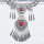 N-6490 Vintage Silver Plated Natural Turquoise Beads Hollow Out Flower Tassel Pendant Necklace