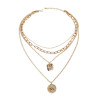 N-7519 Layered Gold Silver Link Choker Necklaces for Women Star Coin Pendant Necklace Link Chain