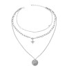 N-7519 Layered Gold Silver Link Choker Necklaces for Women Star Coin Pendant Necklace Link Chain
