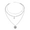 N-7519 Layered Gold Silver Link Choker Necklaces for Women Star Coin Pendant Necklace Link Chain