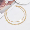 N-7520 Layered Gold Silver Link Choker Necklaces for Women Star Coin Pendant Necklace Link Chain