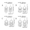 E-6083 Bohemian silver metal carved water drop shape tassel earrings ethnic silver jewelry accessories