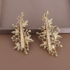 F-0876 A pair of European and American hot-selling leaf pearl hairpin bridal rhinestone hairpin headdress set