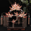 F-0868 Red Chinese Wedding Bridal Hair Ornaments Branch-shaped Long Tassel Wedding Dress Accessories