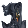 N-7527 Bohemian style vintage bronze flower and bird turquoise pendant brown suede chain necklace earrings jewelry set
