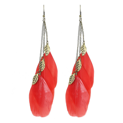 E-6098 Boho Multiple Colour Feather Dangle Earrings for Women Lightweight Long Tassel  Party Jewelry Gift