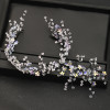 F-0872 Hand-woven flower beaded headband earrings bridal wedding and actor stage performance super flashing accessories set