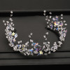 F-0872 Hand-woven flower beaded headband earrings bridal wedding and actor stage performance super flashing accessories set