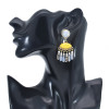 E-6102 European and American ethnic style alloy inlaid resin eye shape rice beads long tassel earrings retro design cold wind jewelry