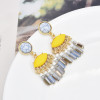 E-6102 European and American ethnic style alloy inlaid resin eye shape rice beads long tassel earrings retro design cold wind jewelry