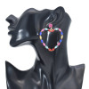 E-6105 Fashionable simple European and American style exaggerated heart-shaped diamond earrings