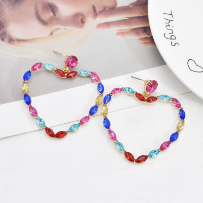 E-6105 Fashionable simple European and American style exaggerated heart-shaped diamond earrings