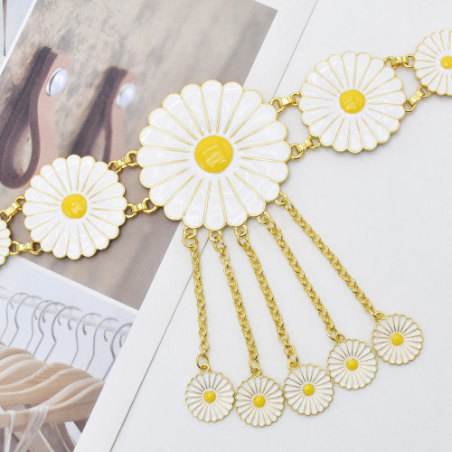 N-7525 B-1109 New Fashion Gold Metal Daisy Flower Belly Chains & Bracelet Sets for Women Bohemian Summer Beach Party Jewelry