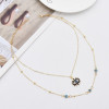 N-7529 European Fashion Gold Plating Full Diamond Round Pendant Necklace Cubic Zirconia Blue Evil Eyes Necklace For Women
