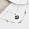 N-7529 European Fashion Gold Plating Full Diamond Round Pendant Necklace Cubic Zirconia Blue Evil Eyes Necklace For Women