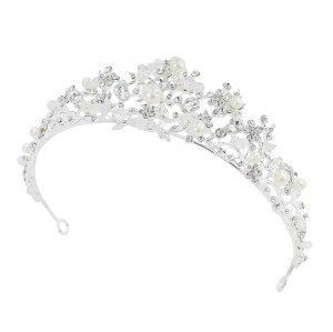 F-0878 Bride Pearl Zircon Handmade Crown Silver Branch Princess Crown Tiara Crown Headband Birthday Crown Hair Accessories