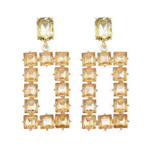 E-6110 New Trendy Geometric Crystal Rhinestone Drop Earrings for Women Bridal Wedding Party Summer Jewelry Gift