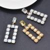 E-6110 New Trendy Geometric Crystal Rhinestone Drop Earrings for Women Bridal Wedding Party Summer Jewelry Gift