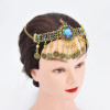F-0880 Women Colorful Beads Coin Tassel Belly Dance Head Chain Costume Gypsy Maang Tikka Costume Jewelry