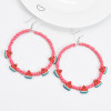 E-6111 New rice beads watermelon slice earrings hoop Bohemian ethnic exaggerated big circle earrings summer refreshing beach party jewelry