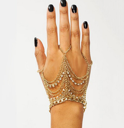 B-1111 Bohemian Style Personality Crown Rhinestone Overlap Chain Bracelet Women's Party Jewelry Gift