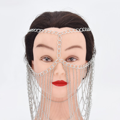 F-0884 Punk Metal Tassel Chain Face Party Jewelry Headbands For Women Mask Chain Decoration Dance Costume Accessories