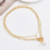 N-7538 Women Stainless Steel Silver Gold Plated Pearl Butterfly Tennis Choker Jewelry Charm Butterfly Necklace