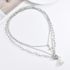 N-7538 Women Stainless Steel Silver Gold Plated Pearl Butterfly Tennis Choker Jewelry Charm Butterfly Necklace