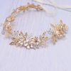 F-0796  Fashion Bride gold crystal pearl flower headband Jewelry women wedding hair accessories