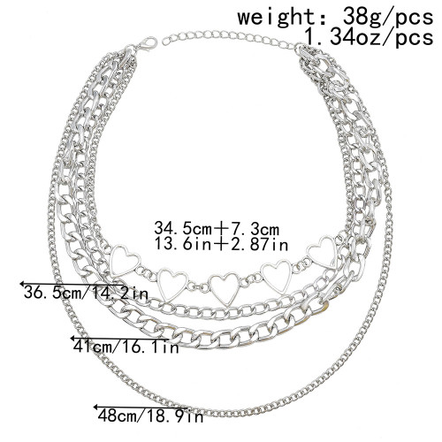 N-7541 European and American punk style simple silver gold chain aluminum chain multi-layer necklace street hip hop fashion jewelry