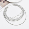 N-7541 European and American punk style simple silver gold chain aluminum chain multi-layer necklace street hip hop fashion jewelry