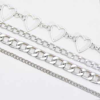 N-7541 European and American punk style simple silver gold chain aluminum chain multi-layer necklace street hip hop fashion jewelry