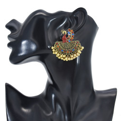 E-6126 Retro Indian Jewelry Jhumka Jhumki Drop Earrings Bohemian vintage golden peacock open screen bells tassels Indian earrings