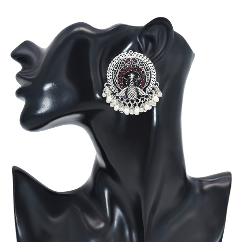 E-6127 Vintage Indian Jewelry Pendant Earrings Bohemian Style Ladies Handmade Jewelry Crystal Hollow Jewelry Earrings