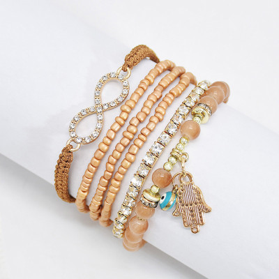 B-0971 Set of 6 Bracelets Acrylic Beads Alloy Bracelet for Woman Bangle